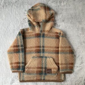 FRYE Plaid Hooded Teddy Bear Fleece Plaid Jacket 3T